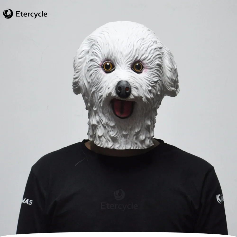 Halloween Masks White Teddy Dog Latex Animal Mask Boy Toys Cosplay