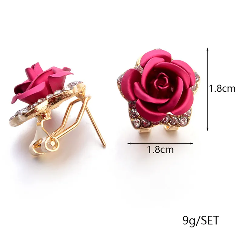 2018 Fashion earrings for women Rose Flower Rhinestone Earrings For Women Summer Style Jewelry Brincos Bijoux Femme J06#N (12)
