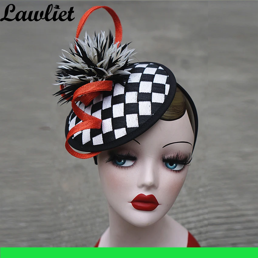 Beste Nieuwe Collectie Fascinators Hoeden Sinamay Veer Netting Hoeden voor Womens Kentucky Derby Wedding Event Cocktail Hoofdband 1pcs