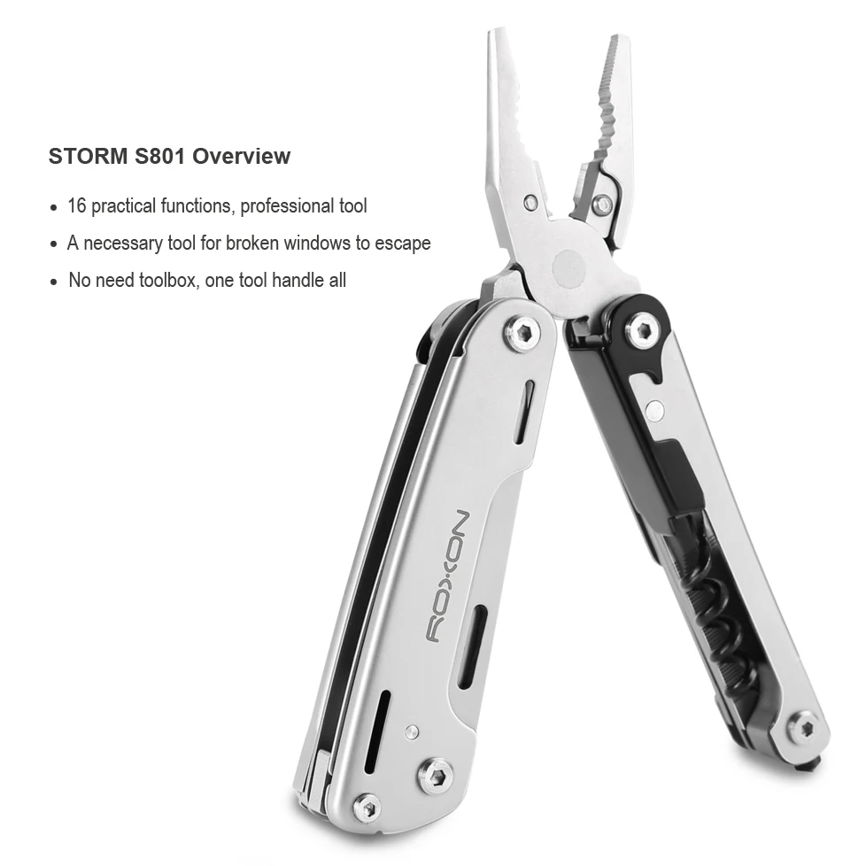 Roxon S801 Multitool de herramientas al aire libre Camping plegable alicates tijeras destornillador bits de pesca de Plier de la hoja de sierra - 5