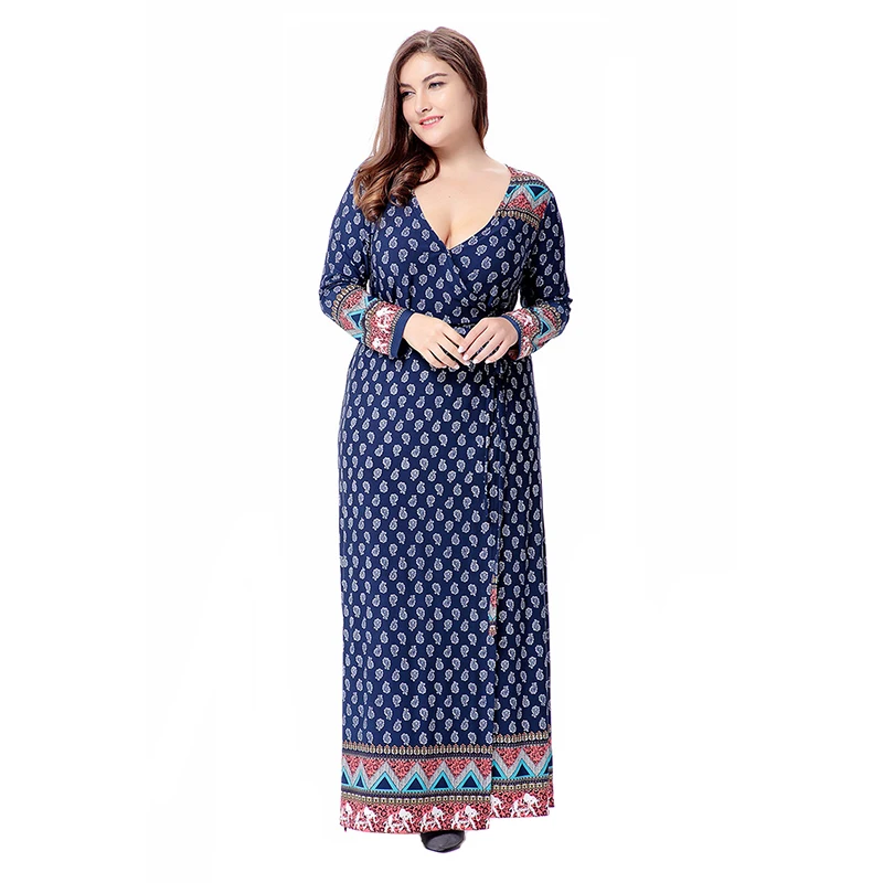 RIMIUT 2017 New Women's Big Plus Size 6XL Loose Autumn Long Sleeve Dress Bohemian Maxi Floral Printing Vintage Women Dresse long-floral-maxi : image RIMIUT 2017 New Women's Big Plus Size 6XL Loose Autumn Long Sleeve Dress Bohemian Maxi Floral Printing Vintage Women Dresse long-floral-maxi