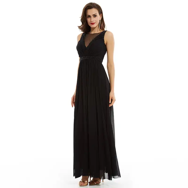 long black a line dress