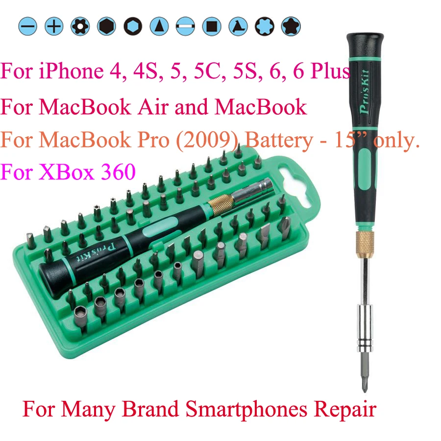

Original SD-9828 58 in 1 Screwdriver with 58pcs Bit Set Screwdrivers Tool Kit for iPhone Mackbook Air Pro Samsung, smartphone