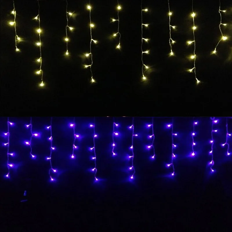 96Leds Garden Curtain Icicle String Lights 4M EU Garland 0.6 Droop Outdoor Icicle Lamp Holiday Wedding Party Festival Home Decor (11)