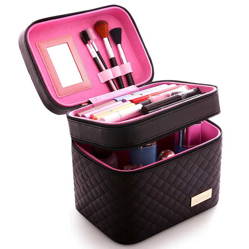 Ladies New High Quality Big Capacity Cute Portable Cosmetic Cases Storage Box Simple Makeup Box Fashion Lady Waterproof Travel