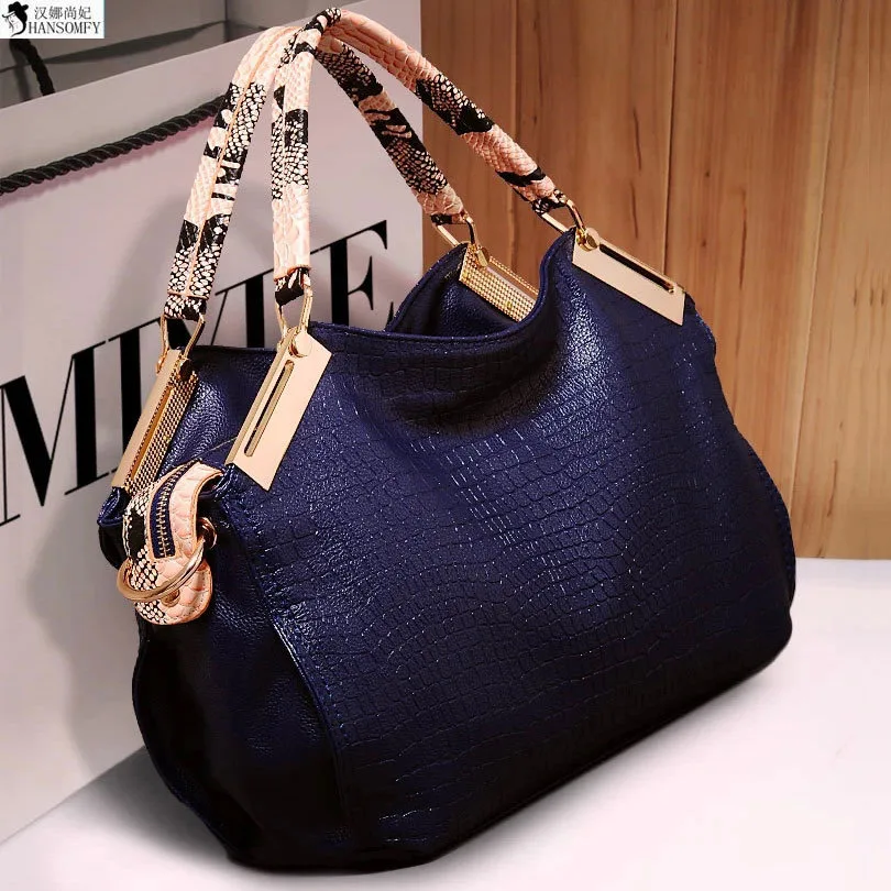 HANSOMFY 2015 New Winter Korean Big Crocodile Bag Handbag Satchel