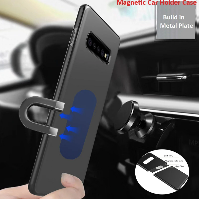 Магнитный автомобильный чехол держатель для Samsung Galaxy S10e S10 Plus ТПУ силиконовый S9 / s9
