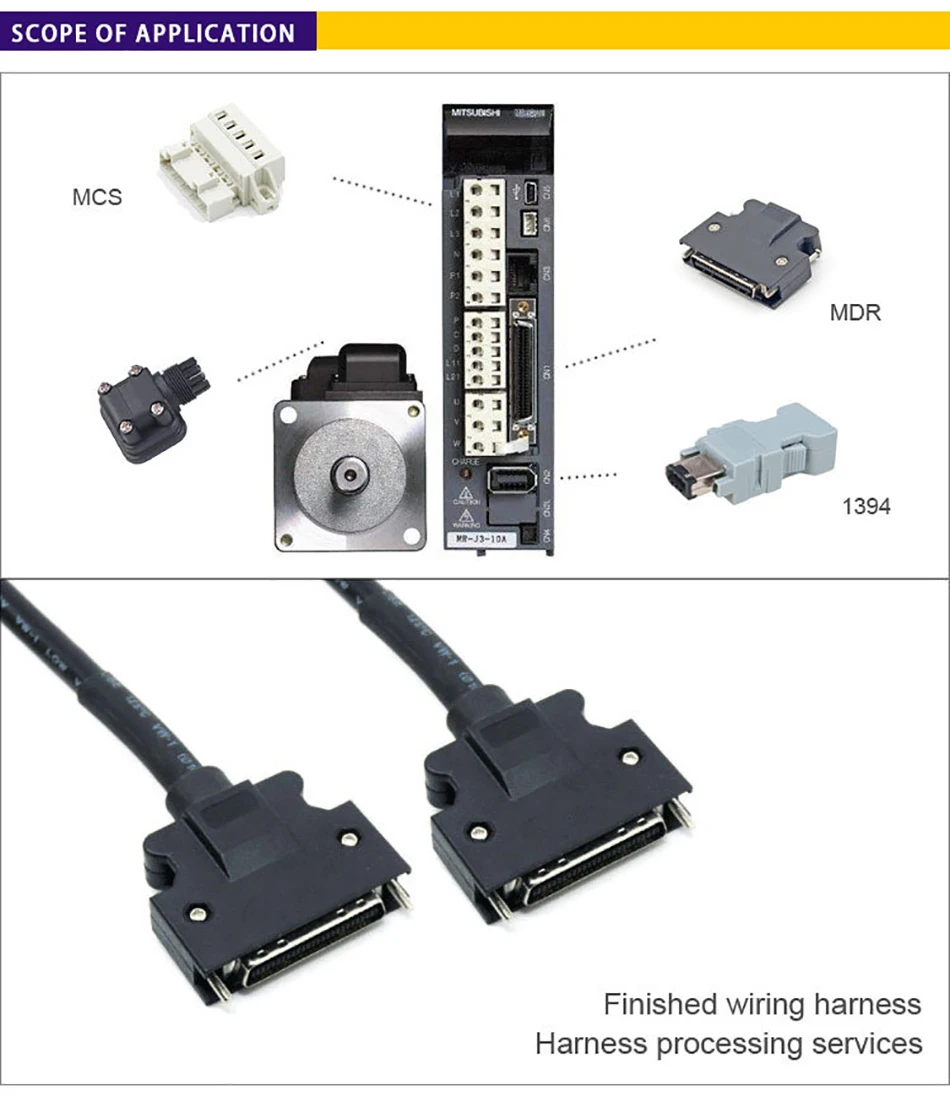 Servo Plugue Mdr Scsi Cn1 14 20 26 36 50pin Conector 500 v 3 m 10150-3000pe/10350-52a0-008 Conector 5 Scsi cn1 servo plug mdr 14 20