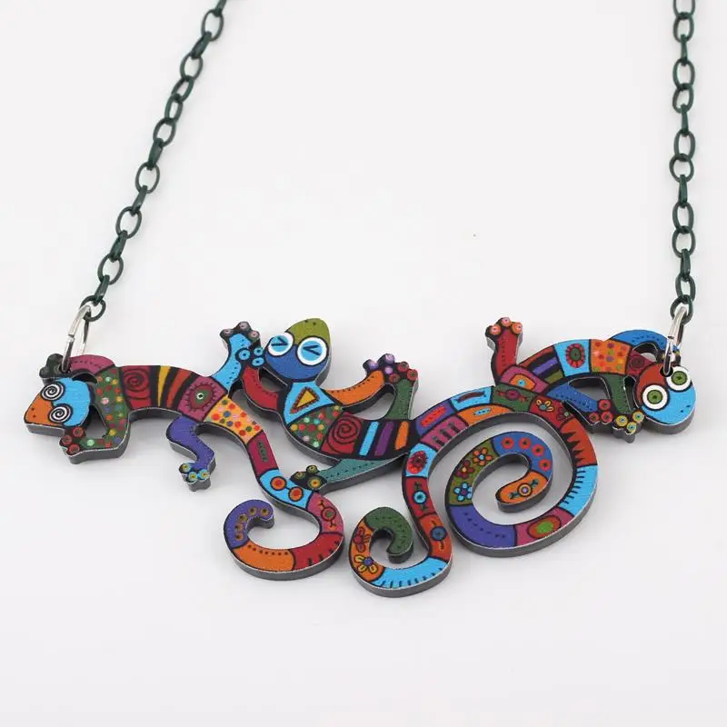 

Bonsny colorful snakes lovely cute & pendant necklaces fashion girl acrylics necklace & pendant for woman Free shipping