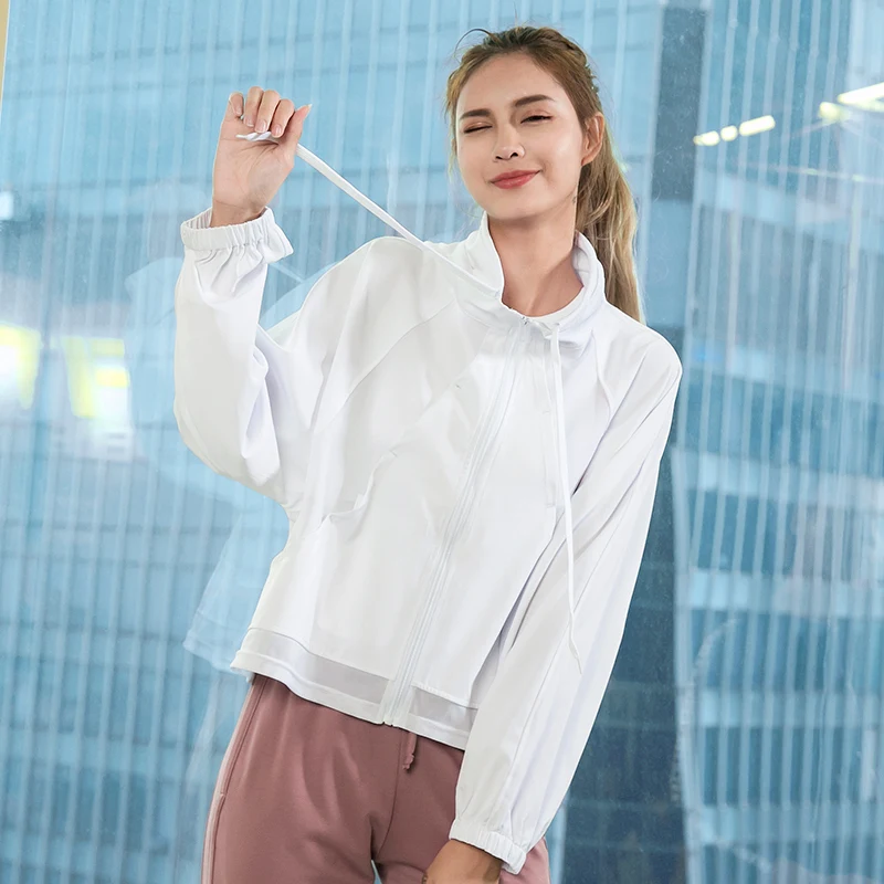 

JINXIUSHIRT Colorvalue Gradient Color Gym Sport Coat Women Slim Fit Zipper Running Jacket Hooded Fitness Workout Jerseys Shirts