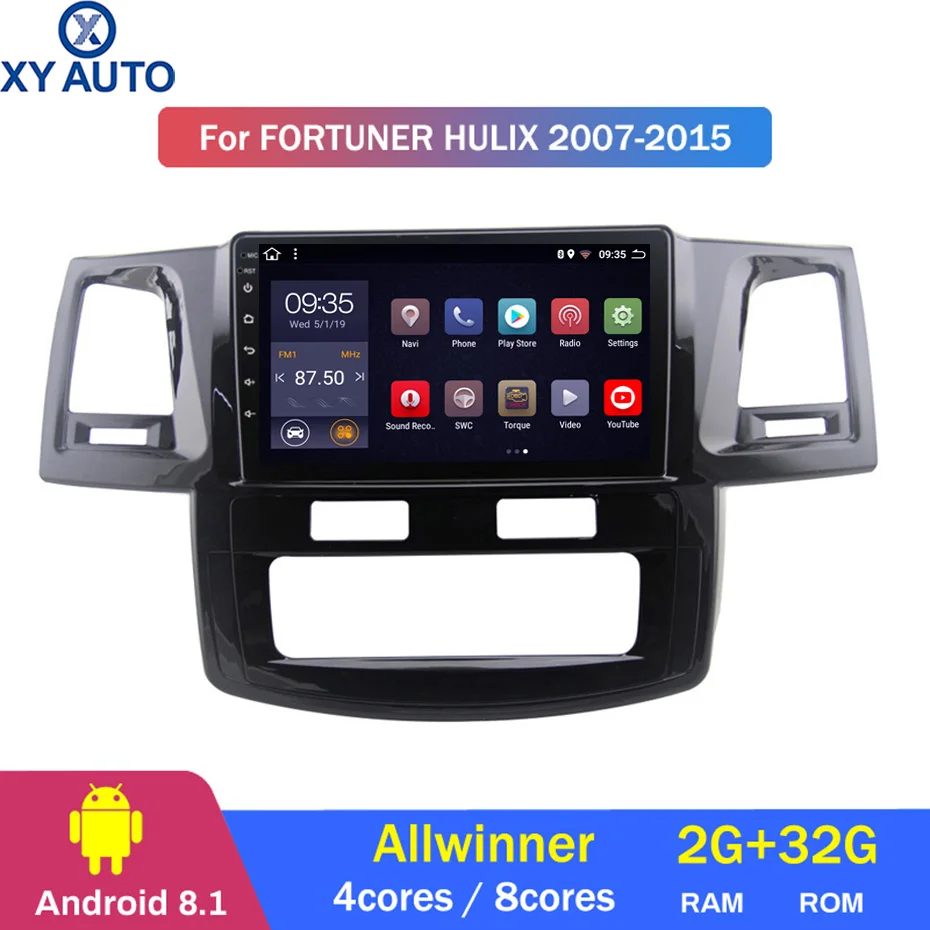 Best 9 inch 2.5D IPS HD multi-touch screen Android8.1 2G RAM 32G ROM NAVI with BT USB WIFI SWC for Toyota fortuner hulix 2007-2015 AC 0