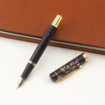 

DIKA WEN Brand Extremely Fine Fountain Pen 0.5mm ink Pen Golden Clip Metal Matte Black Writing Pens Office School