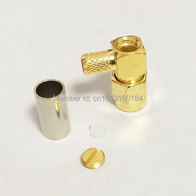 1 шт. RP-SMA Мужская вилка правый угол РЧ коаксиальный обжимной конвертер для RG58 RG142 RG400 LMR195 кабель анодированные золотом