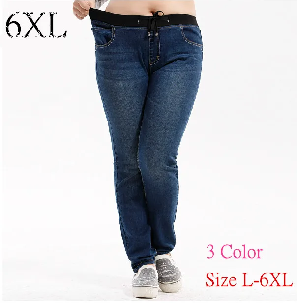 6 extra large clearance plus size l 6xl new women slim thin elastic plus size stretch jeans