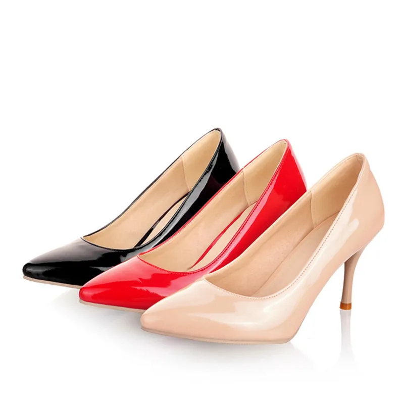 ENMAYLA Stiletto Heels Shoes Woman Plus Size 46 2017 Fashion High Heels Women Pumps Classic White Red Beige Sexy Wedding Shoes