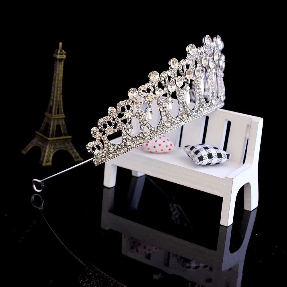 Vintage Queen Princess Diana Crown Crystal Pearls Diadem Bridal Hair Accessories Bride Headbands Tiara hair accessory hair headdress bridal headwear hair band crown