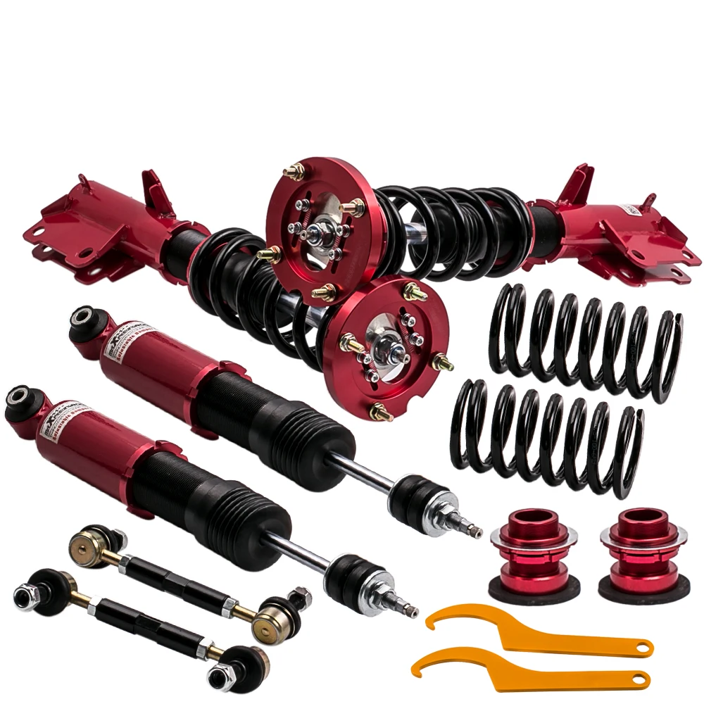 

Complete Coilovers Suspension Shocks Absorber for Ford Mustang 2005-2014 Adj. 24 Ways Adj. Damper Spring Red