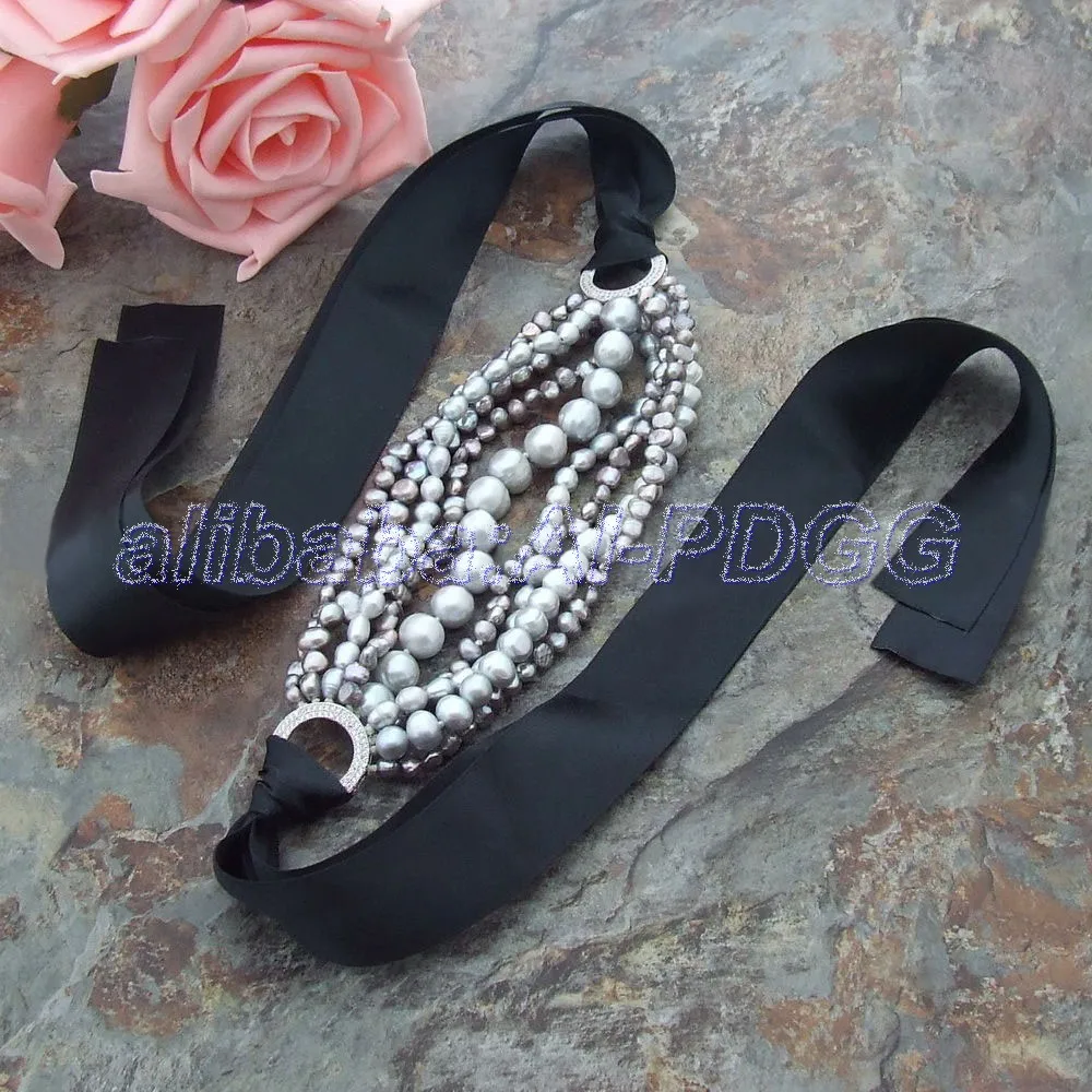 

8'' 9 Strands Multi Shape Gray Pearl Bracelet +FREE SHIPPMENT