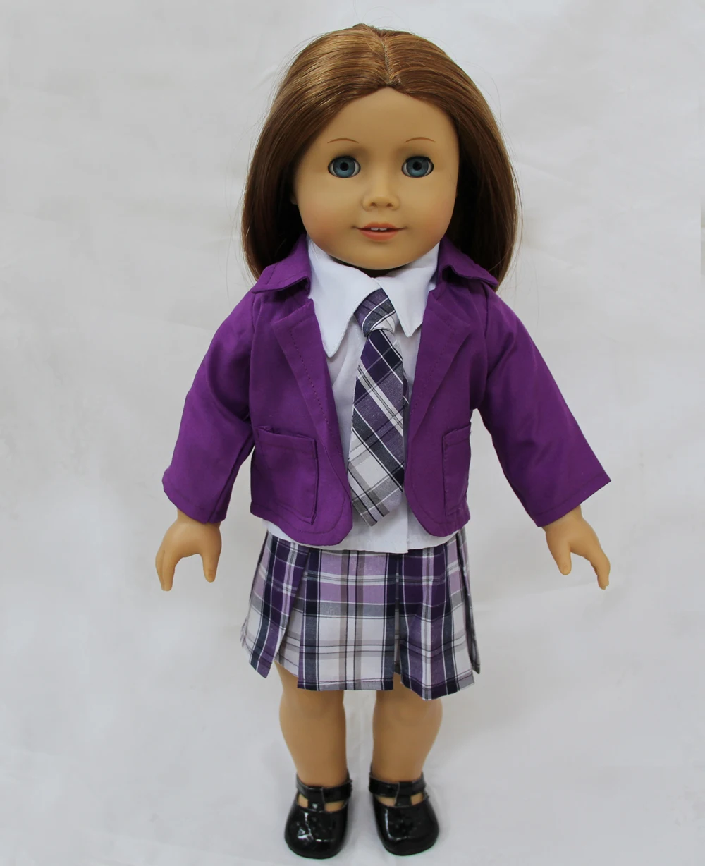 NEW Purple Grid Fashion Suit School Uniforms Doll Clothes For 18