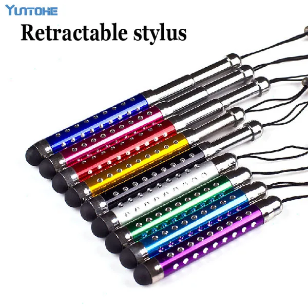 

Wholesale - Diamond Crystal Design Capacitive Stylus Retractable touch pen for Mobile phone with dust plug 200pcs/lot
