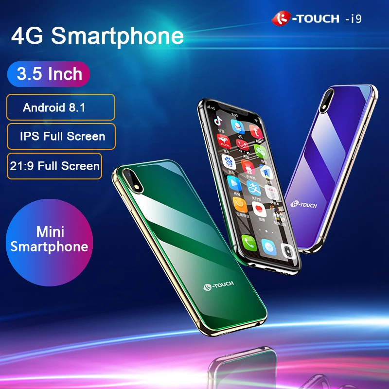 K-TOUCH I9 супер мини Карманный Android мобильный телефон 3,5 дюймов 3 ГБ ОЗУ 32 Гб ПЗУ Android 8,1 двойная SIM 4G смартфон Face ID 2200 мАч