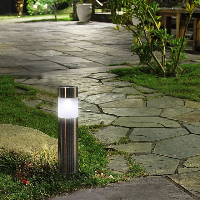 6 pçs/lote Aço Inoxidável Gramado Luz Solar Caminho Do