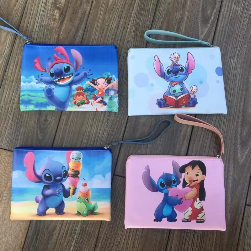 

IVYYE 1PCS Happy Stitch Style Anime Cosmetics Bags PU Zipper School Pencil Case Storage Pen Bag Pouch Stationery New