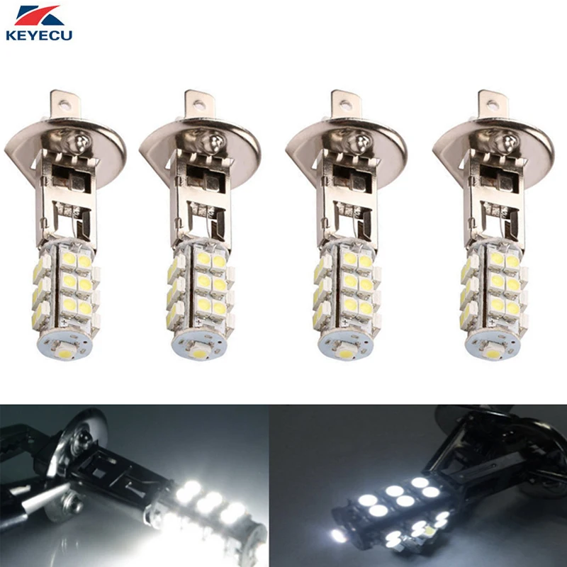 KEYECU 4 Pieces H1 3528 25SMD Bright White LED Replacement Bulbs For