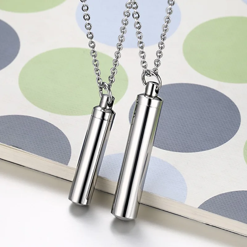 

Stainless steel perfume bottle Pendant Necklaces women Essential oil diffuser charm Titanium steel chain For men Fashion Jewelry