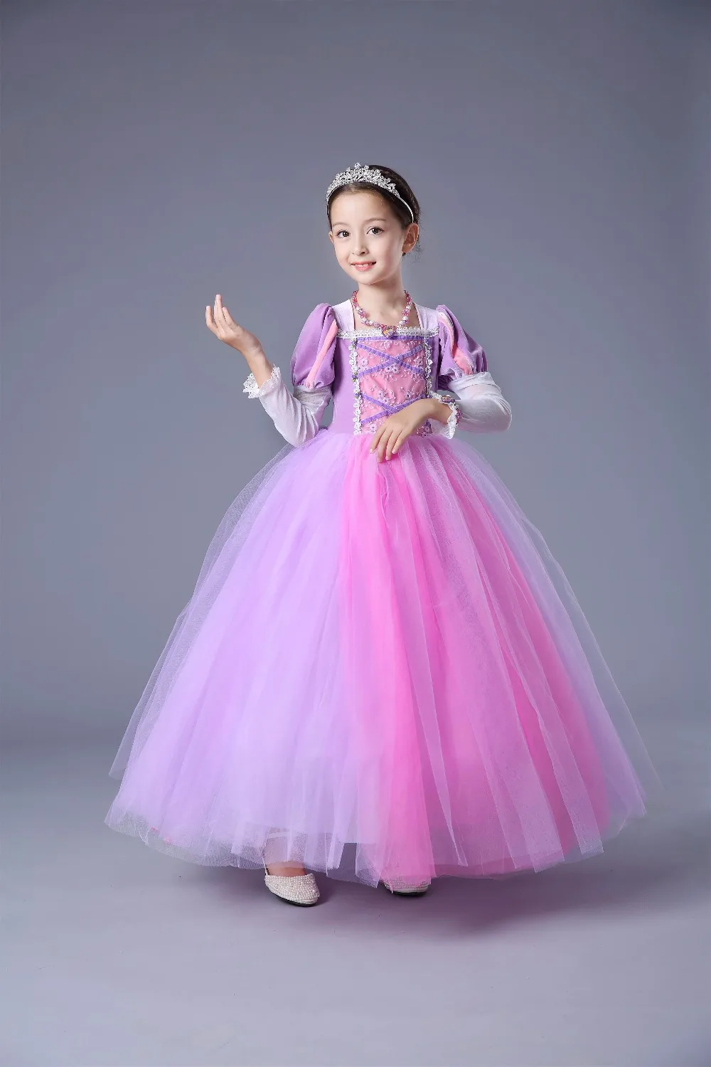 Детские платья принцессы Софии и Рапунцель для девочек; бальное платье; Длинные вечерние платья; одежда для детей; Детский карнавальный костюм на Хэллоуин