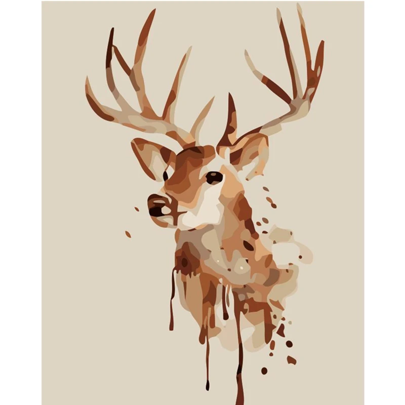 Splashing ink deer abstract DIY Digital Painting By Numbers Modern Wall