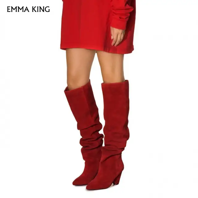 knee high suede slouch boots