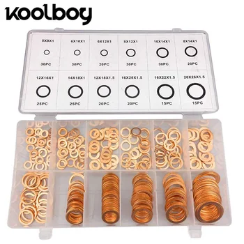 

280pcs Flat Ring Copper Washer Gasket Assortment Flat Metric Sealing Washers Set for Car, Marine M5 M6 M8 M10 M12 M14 M16 M20