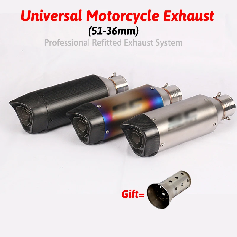 

Carbon 51mm Motorcycle Modified gy6 Exhaust Scooter Muffler Exhaust For CBR CBR125 CBR250 CB400 CB600 YZF FZ400 Z750
