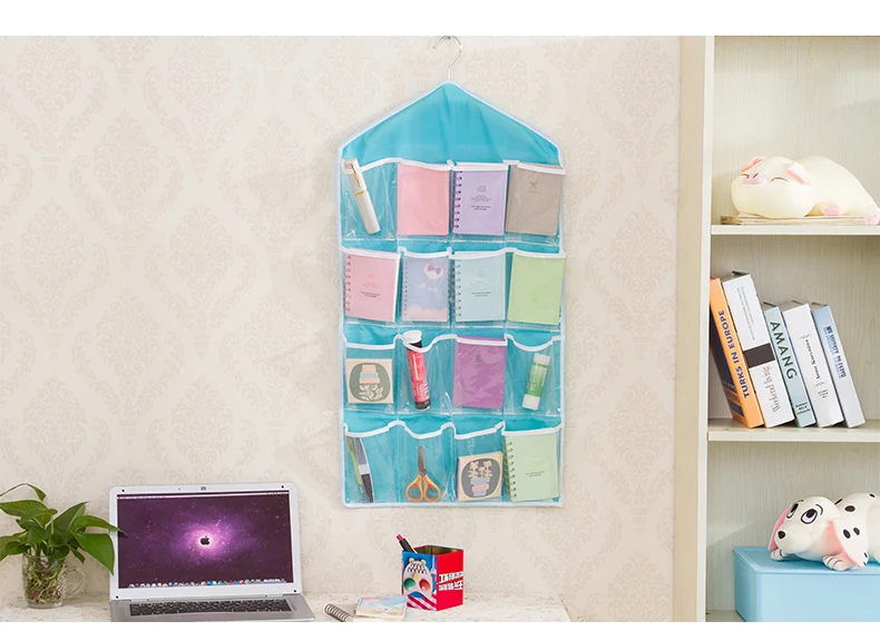 2017 new 16 Pockets Clear Hanging Bag Socks Bra Underwear Rack Hanger Storage Organizer closet clothes organizing bags (10)