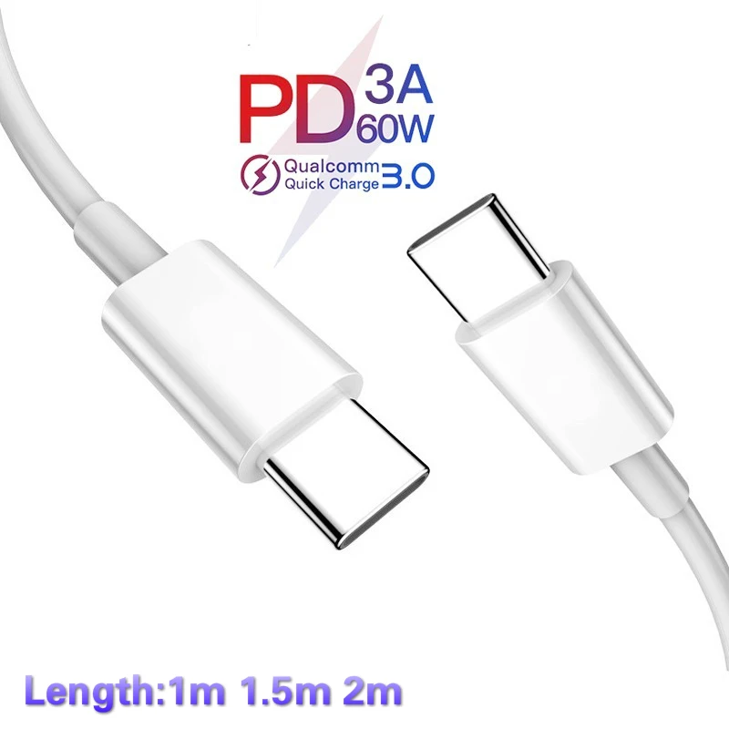

PD 60W USB Type C Fast Charging Cable for Macbook Pro Samsung S9 LG Charger Cord & Data Sycn USB C Charge Wire for Type-C Device