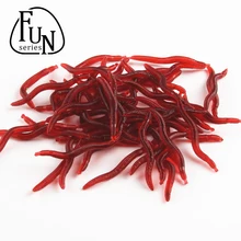 FunSeries 200pcs Soft Lure Red Worms EarthWorm Fishing Baits Worms Trout Fishing Lures Fishing Tackle Fishing Spoon Fly Tying