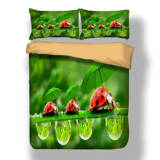 Drop 3d Ladybug Bedding Set Polyester Duvet Cover Bed