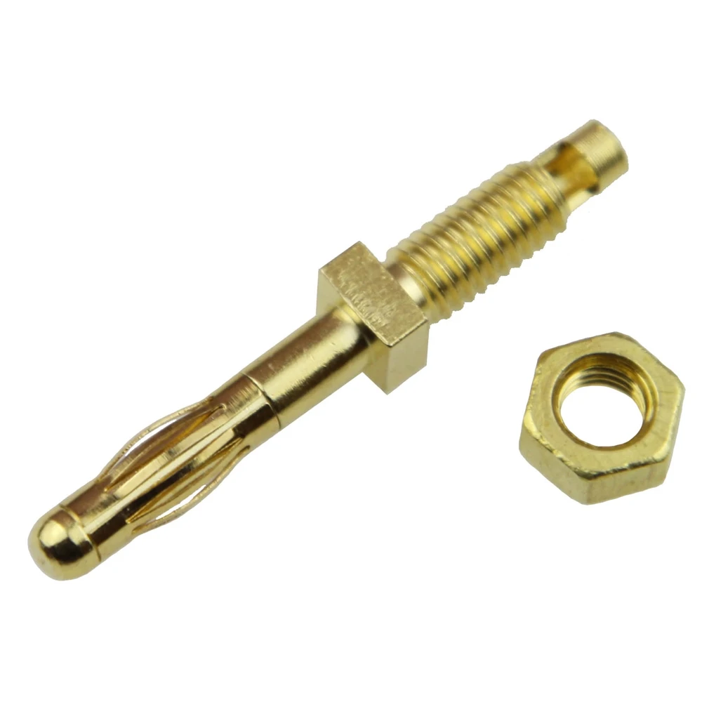 

Gold Plated 4mm non insulated banana plug welding type M5 thread Uninsulated Plug (25 pcs per package)