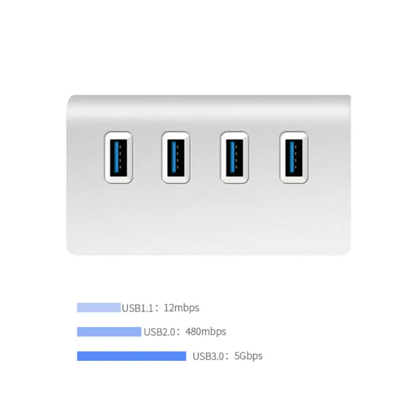 EASYA Мульти USB 3,0 концентратор адаптер портативные концентраторы USB разветвитель 4 порта 5 Гбит/с Алюминиевый сплав серебро для портативных ПК Компьютерное использование