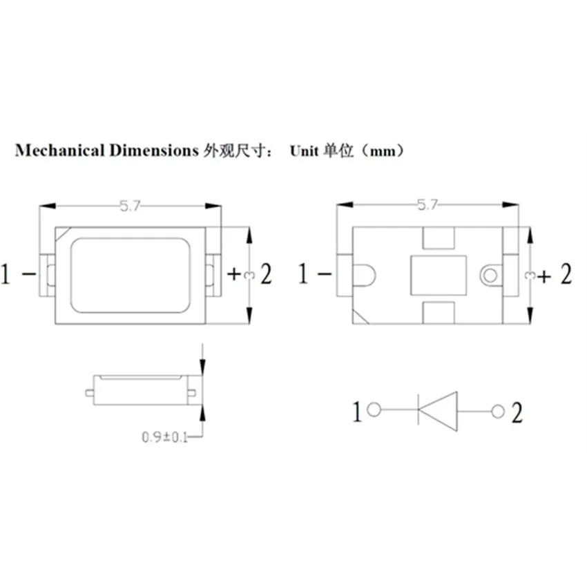 100 шт. SMD LED 5730 диоды 0 5 Вт теплые/белые/холодные белые светоизлучающие светодиоды
