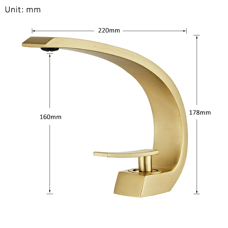 quyanre wanfan brushed gold basin faucet single handle mixer tap deck mount waterfall basin faucet3