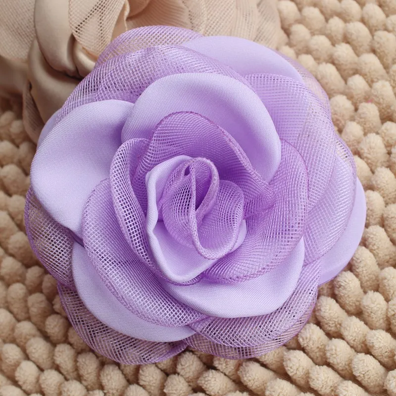 

Baby Girls 4'' Burned Satin Flowers,Kids Boutique Multi mesh Hair Flowers Infant Hair Accessories rose flower for baby