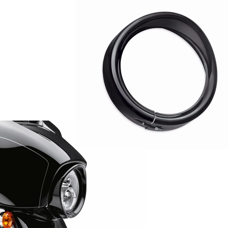 1pcs 7inch Black/chrome Headlight Headlamp Trim Ring For Harley Touring