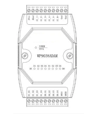 WP9038ADAM 6AI/4DI/4DO Modbus 4-20mA RS485 MODBUS RTU