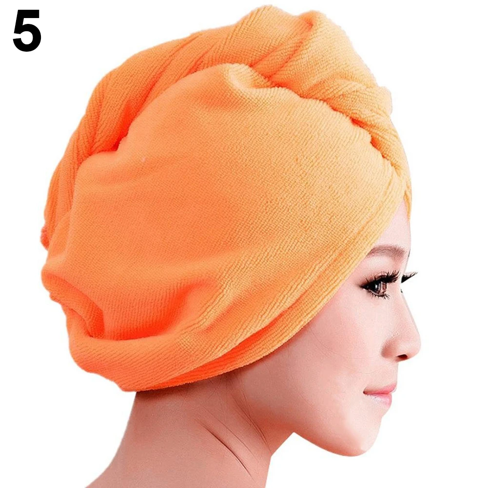 Полотенце для ванной для женщин из микрофибры, полотенце для сушки волос, шапка для душа, абсорбирующее быстросохнущее банное полотенце, полотенце для волос, полотенце для волос, инструменты для купания - Color: Orange
