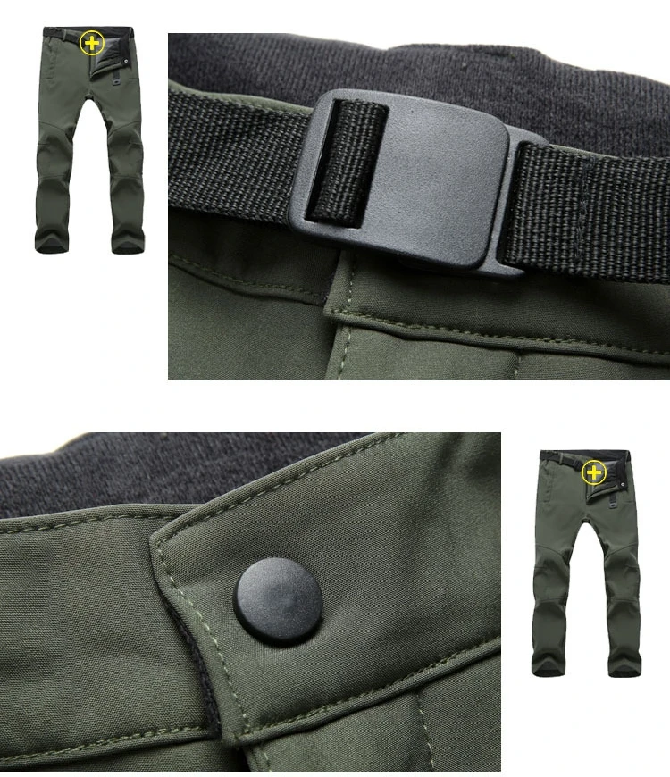 Men Winter Warm Cargo Pants Thermal Fleece Military Pants Mens Army Green Trousers Waterproof Windp