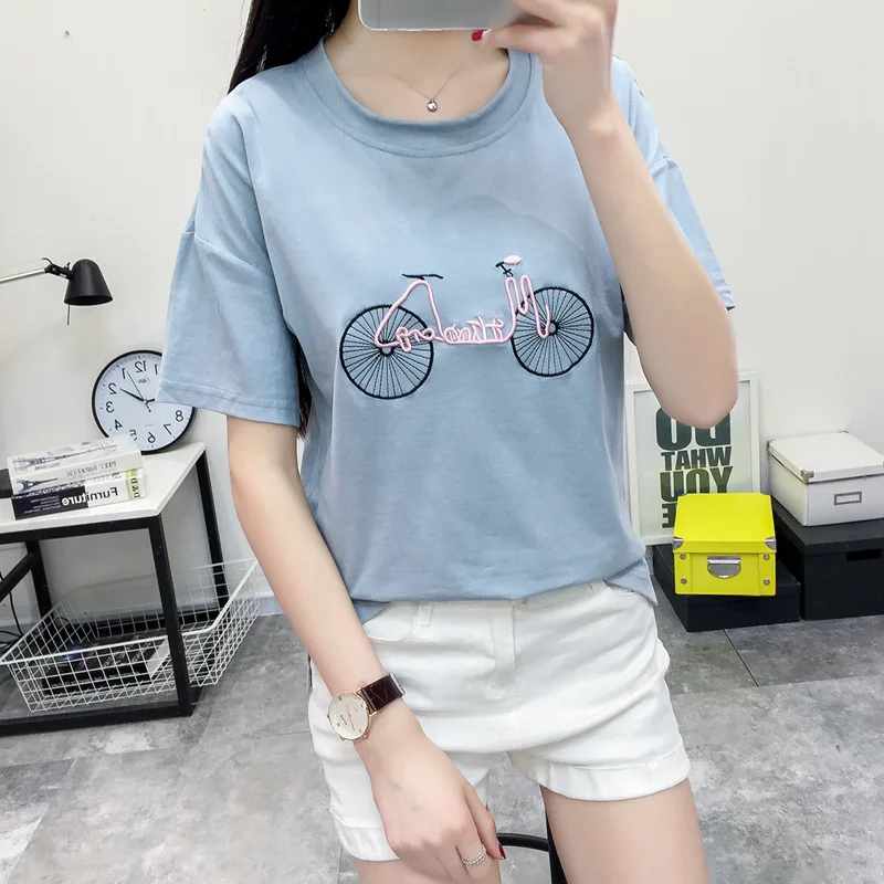 Yan Mu Xi 18 New Fashion Embroidery Cartoon Harajuku Print Women S T Shirt Summer Short Sleeve Cotton Casual T Shirt Tops T Shirts Aliexpress