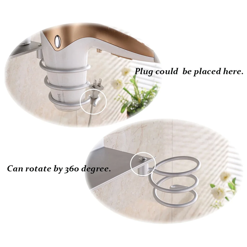 2 чашки многонациональная настенная Полка вешалка крепкая серебряная алюминиевая сушилка для волос держатель для хранения настенные аксессуары для ванной комнаты