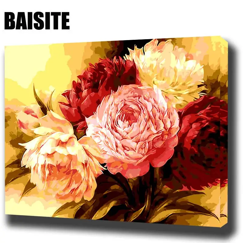 BAISITE DIY картина маслом в рамке по номерам цветы картины холст для гостиной стены